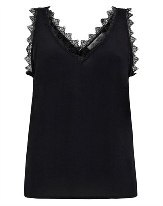 Perin CC Lace Singlet Top - Black